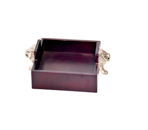 Plateau de service carré en bois de créateur avec poignée en métal Plateau de table unique fait à la main pour la fête Vente en gros à bas prix - Product Image 1