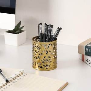 Customized Gold Round Metal <b>Pen</b> <b>Holder</b> in Classic Design Handmade <b>Desk</b> Organizer <b>for</b> Stylish Storage - Product Image 6
