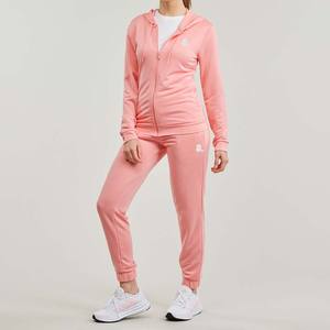 Nuevo estampado de Color sólido 100% algodón transpirable Zip Sweatsuit Set mujeres Stand Front Heavyweight Winter Sporty Hoodie Jogger - Product Image 2