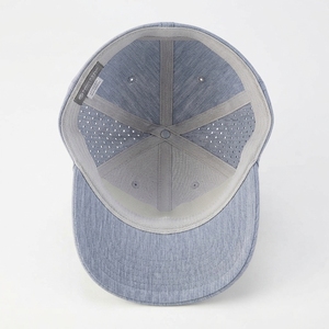 Casquette de baseball unisexe réglable à 6 panneaux, gris uni, maille respirante perforée découpée au laser, chapeau décontracté d'extérieur, vente en gros, logo personnalisé - Product Image 2