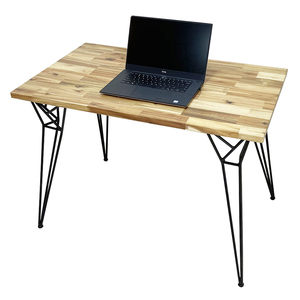 Acacia Wood Computer <b>Desk</b> with 25mm Top and Hairpin Iron Legs for Hotel Use <b>Folding</b> and Storage - Product Image 1