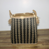 Ensemble de 2 boîtes à bonbons artisanales en mélange de jonc de mer et feuilles de palmier, accessoires écologiques et durables, pliables, élégance côtière