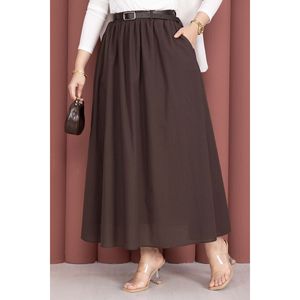 Falda Deportiva Marrón de Verano con Cinturón, Bolsillos, Pliegues y Volantes, Transpirable, de Algodón y Chifón, Estilo Coreano, Talla XS, para el Trabajo - Product Image 2