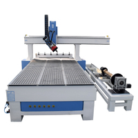 1325 4 axes 180 degrés 4*8 pieds CNC routeur pour le travail du bois 3D tête rotative côté dispositif rotatif DSP/Synec contrôle moteur unique
