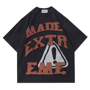 Venta al por mayor de letras largas estilo Streetwear con estilo de gran tamaño camisetas al aire libre de moda Casual Drop Shoulder ropa de verano - Product Image 4