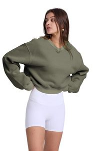 Sweat pour femme Acid Wash Athletic Hoodie Heritage Fleece col en v à manches longues à capuche Fleece Women Sweatshirt Nouvelle arrivée - Product Image 2