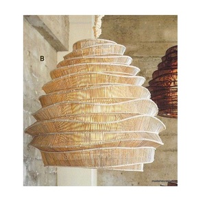Lámpara de mimbre tejida a mano, moderna, decorativa, marrón, para techo - Product Image 2