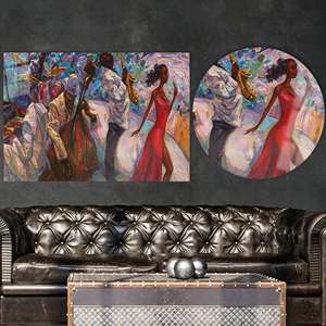 Jazz Music Canvas Print: Ethnic Art Deco, Tempered Glass Option,TEMPERED GLASS ART - Product Image 1