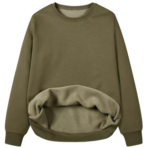 เสื้อสเวตเตอร์คอกลมของผู้หญิงผ้าฟลีซซับขนแกะอุ่นสบายเทคนิคซักด้วยกรดมีบริการ OEM/ODM สำหรับฤดูหนาว - Product Image 1