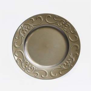 Assiette de service de luxe en acier inoxydable martelé argenté de 13 pouces, écologique, pour les événements de mariage, sous-assiette décorative - Product Image 5