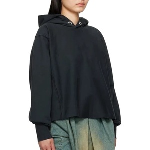Sweat à capuche oversize personnalisé brodé pour femme, respirant, de haute qualité, à ourlet brut, épais, décontracté, pour l'hiver - Product Image 1