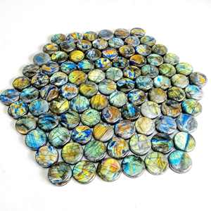 Dhorgems Labradorita Natural Multifuego, Cabujón Redondo, Gema Suelta, Fabricación de Joyas Hechas a Mano, Cristal Curativo con Cambio de Color - Product Image 2