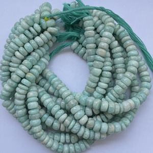 8mm 10mm 12mm naturel bleu vert Amazonite pierre lisse Rondelle perle brin prix de gros perles semi-précieuses fabrication de bijoux - Product Image 1