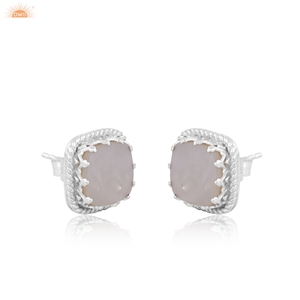 Latest Design Mother of Pearl Cushion Shape Gemstone 925 Sterling Silver Handmade <b>Earrings</b> Custom Jewellery Manufracturer - Product Image 2