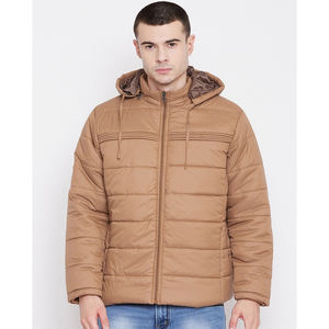 Chaqueta acolchada rellena de algodón a prueba de viento para hombre, color negro, personalizada, con cuello levantado y cremallera, informal, para invierno, exterior, con logotipo personalizado estampado - Product Image 1