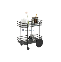 Chariot de restaurant en fer chariot de service de nourriture fait à la main 3 niveaux couleur noire forme personnalisée chariot de service alimentaire