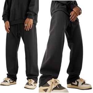 Pantalon de jogging décontracté personnalisé, mi-lourd, en polyester/coton, multi-poches, ample, jambe large, en molleton français, jambe droite, évasé, pour homme - Product Image 3