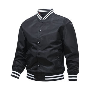 Veste de baseball universitaire à col montant unisexe taille XL veste Letterman en toile tissée avec logo brodé personnalisable pour hommes printemps - Product Image 2
