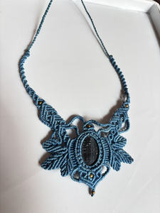 Collier en macramé fait à la main oeil de tigre bleu gemmes 25X30MM forme ovale multicolore fil lunette réglage pour fête porter cadeau de saint valentin - Product Image 6