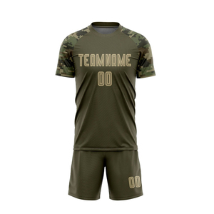 ชุดฟุตบอลชายแบบกำหนดเอง ลายพราง โพลีเอสเตอร์ เสื้อเจอร์ซีย์ กางเกงขาสั้น พิมพ์ลายแบบ Sublimation พร้อมชื่อทีมและหมายเลข สำหรับทุกฤดูกาล - Product Image 2