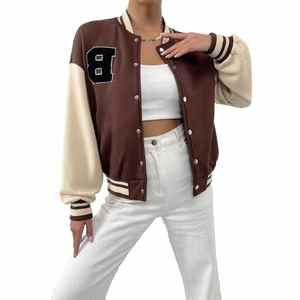 2024 chaquetas universitarias para mujer, mangas completas, cuello de punto acanalado, transpirable, respetuoso con el medio ambiente, de alta calidad Material, estilo callejero, Invierno - Product Image 5
