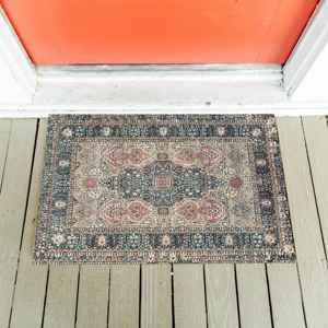 Classic Pattern Printed Rug, Vintage Style Blue Pink Soft Area Rug,Velvet Rug - Product Image 4