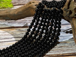 Perles rondes en agate d'onyx noir naturel UDGEMS modèle 501 en gros, 5-8 mm, pour la fabrication de bijoux, colliers, bracelets - Product Image 5