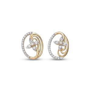 Boucles d'oreilles clous en or jaune avec diamants et opale éclatante - Product Image 2