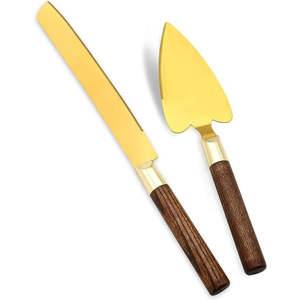 Juego de servidor de pastel con mango de madera Premium, cuchillo de postre de acero inoxidable, herramientas de cocina elegantes para uso doméstico y profesional - Product Image 3