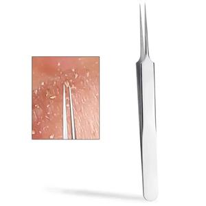 Pince à épiler de précision antidérapante incurvée en acier inoxydable, outil de réparation pour points noirs et acné, usage électronique et industriel, noire - Product Image 5