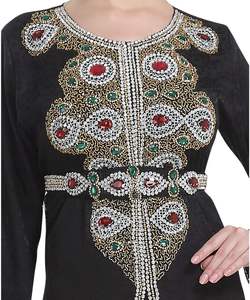 Caftanes islámicos de trabajo Zari bordados de Georgette negro - Product Image 2