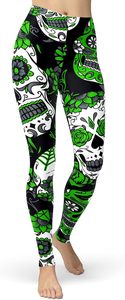 Leggings de yoga à taille haute pour femmes, super doux, extensibles et confortables, motif Skull Flora - Product Image 3