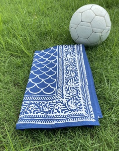 Indigo Bleu Coton Plage Sarong Bohème Indien Bloc Imprimer Écharpe D'été Doux Voile Tissu Paréo Bikinis & Beachwear 1 Pièce - Product Image 1