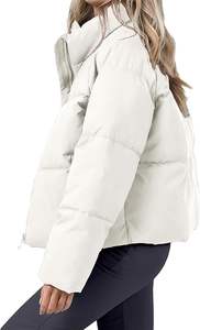 Chaqueta acolchada recortada de invierno para mujer con estilo, abrigo corto ligero con bolsillos, mayorista y producto de fabricante - Product Image 4