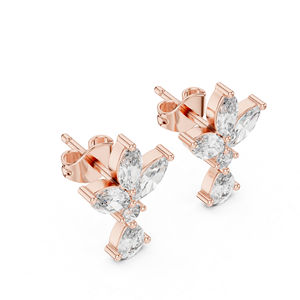 Pendientes de compromiso de oro blanco de 14 quilates |   Anillo de Lujo para Mujer con Diamantes en Forma de Pera, Redondos y Marquise, Certificado para Bodas y Aniversarios - Product Image 6