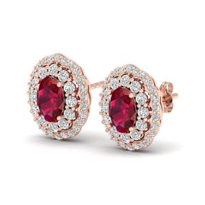 REYES Boucles d'oreilles en pierre précieuse rubis de 1.52 carats Bijoux de mode pour femmes en or 14K/18K étincelant avec diamant pour fêtes et cadeaux - Product Image 3