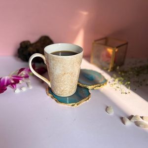 Juego de posavasos de ágata turquesa hechos a mano, posavasos de piedra semipreciosa natural para café y bar - Product Image 3