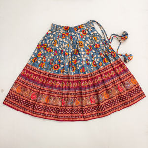 Lehenga Choli Tradicional Rajasthani para Niñas, Estilo Shoryam, Color Granate, Algodón Estampado, Ghagra Choli Largo Hasta el Suelo, para Fiestas y Festividades - Product Image 2