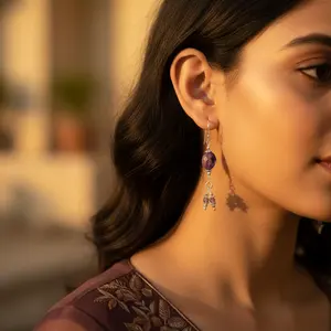 Pendientes de Plata 925 con Amatista, Joyería Elegante para Mujer, Accesorio de Moda - Product Image 1