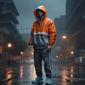 Ensemble de survêtements coupe-vent OEM pour hommes, sweat à capuche et pantalon de pluie imperméables, ensemble deux pièces pour hommes, survêtements coupe-vent en nylon pour hommes - Product Image 1