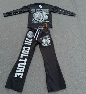 Ropa de calle personalizada de fabricante, chándal para hombre, chándal con estampado Vintage de diamantes de imitación, chándal de estilo callejero, chándal - Product Image 6