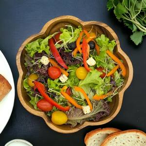 ชามไม้อะคาเซียทรงกลมสำหรับเสิร์ฟอาหารหรือชามเสิร์ฟทำจากไม้ทรงเปลือกหอยทรงกลมแกะสลักด้วยมือ - Product Image 3