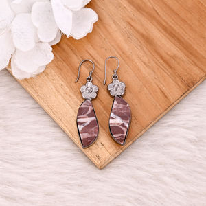 Pendientes de Mujer Estilo Bohemio con Piedra de Jaspe Malinga y Latón, Regalo Elegante para Bodas, Compromisos, Fiestas y Aniversarios - Product Image 2