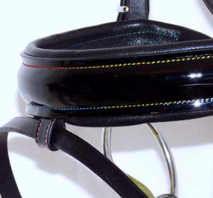 Horse Curve Crystal Bling Red/White/Blue GB Comfort Padded PATENT Brida - Product Image 4