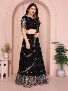 Nuevo diseñador Star Georgette Lehenga Choli con Dupatta Set Trabajo de bordado de estilo moderno para fiesta - Product Image 2