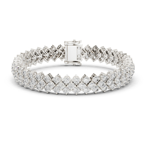 14K <b>White</b> <b>Gold</b> Round Lab-Grown Diamond Anniversary <b>Bracelet</b> for Women Luxury Certified Bridal Elegant Fine Jewellery - Product Image 1