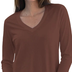 T-shirt pour femme en coton biologique de luxe 100% certifié GOTS, manches 3/4, col en V, pré-rétréci, doux, respirant, classique - Product Image 5