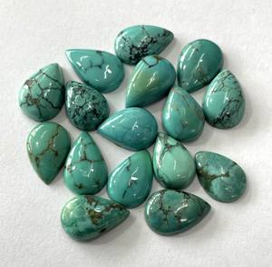 Cabujón de pera turquesa tibetana natural 7x9mm Calidad superior-Pera turquesa tibetana suelta - Product Image 3