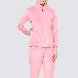 <b>Women</b> Winter Solid Stand Collar Velvet Tracksuit Vintage Style Highstreet Wear 100% Cotton Quick Dry Customizable Best Quality - Product Image 5