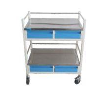 Chariot médical en acier inoxydable MEI de classe II avec deux étagères et roulettes pour usage médical